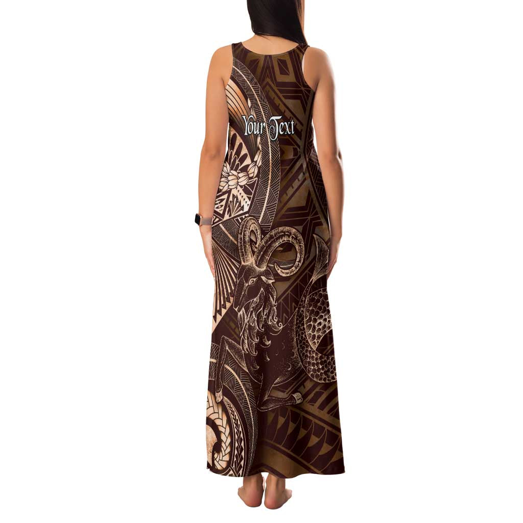 Personalised Polynesia Zodiac Capricorn Family Matching Tank Maxi Dress and Hawaiian Shirt Galaxy Polynesian Pattern Chest Tattoo Style