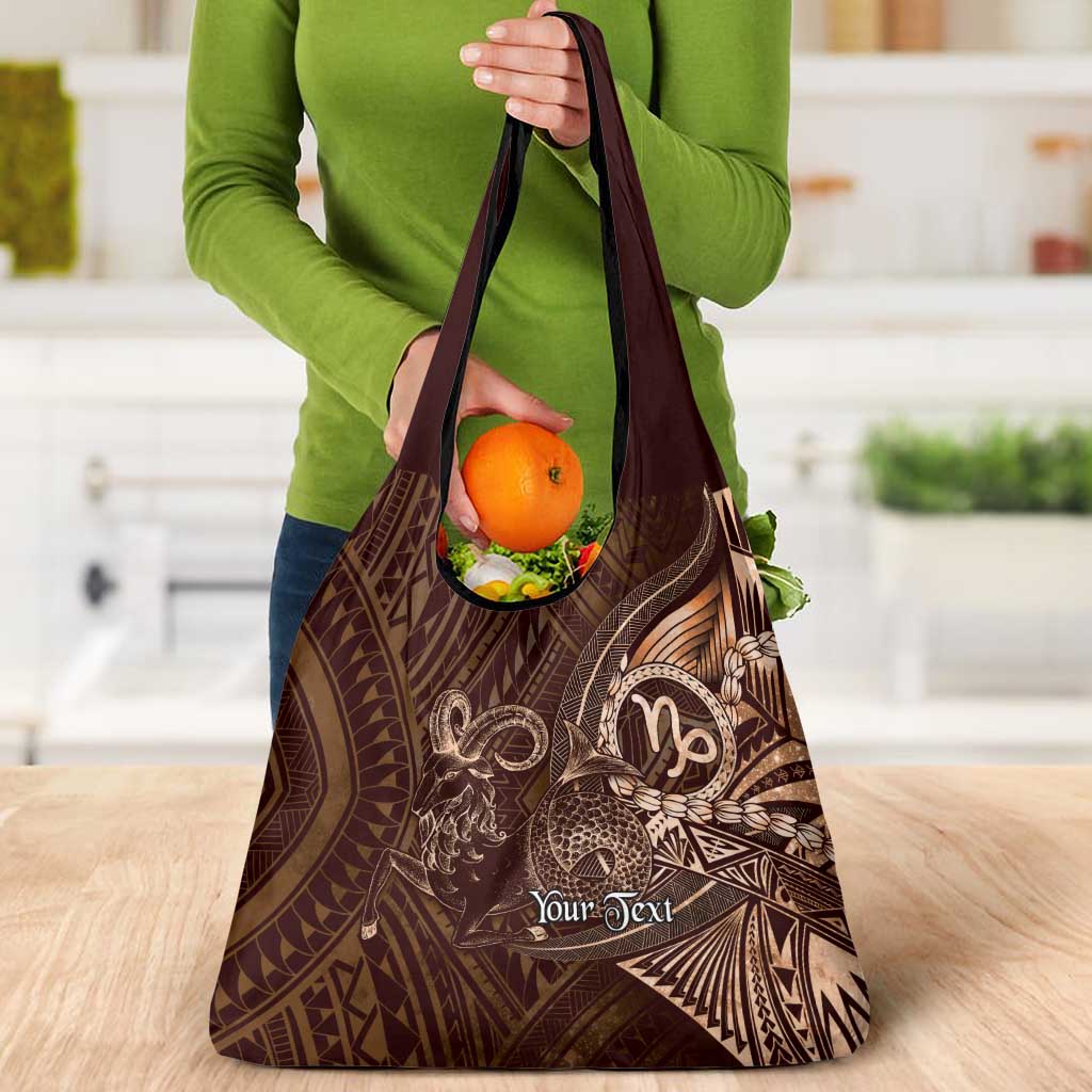 Personalised Polynesia Zodiac Capricorn Grocery Bag Galaxy Polynesian Pattern Chest Tattoo Style