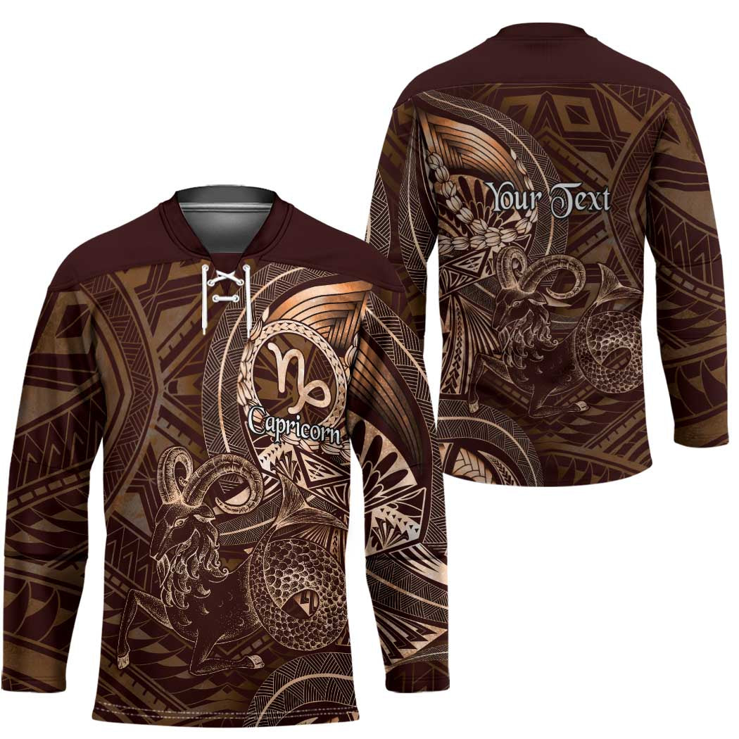 Personalised Polynesia Zodiac Capricorn Hockey Jersey Galaxy Polynesian Pattern Chest Tattoo Style