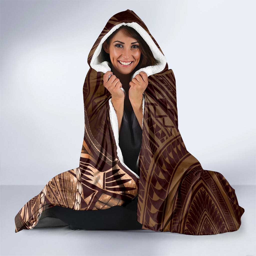 Personalised Polynesia Zodiac Capricorn Hooded Blanket Galaxy Polynesian Pattern Chest Tattoo Style