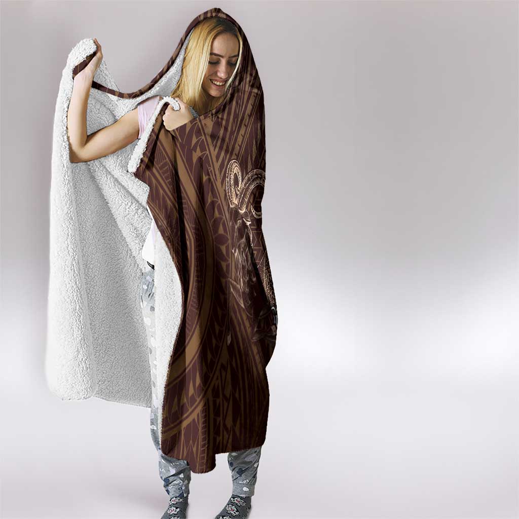 Personalised Polynesia Zodiac Capricorn Hooded Blanket Galaxy Polynesian Pattern Chest Tattoo Style