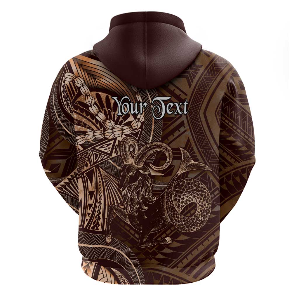 Personalised Polynesia Zodiac Capricorn Hoodie Galaxy Polynesian Pattern Chest Tattoo Style