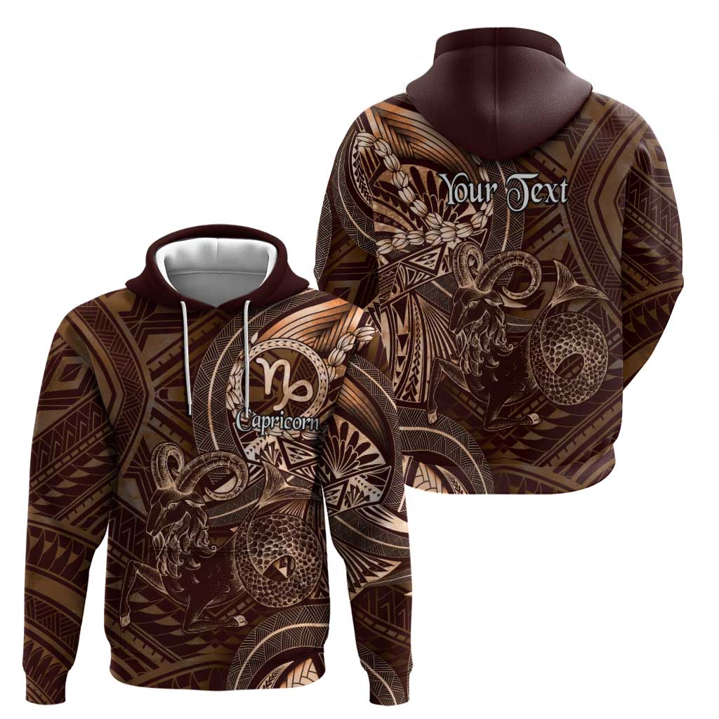 Personalised Polynesia Zodiac Capricorn Hoodie Galaxy Polynesian Pattern Chest Tattoo Style