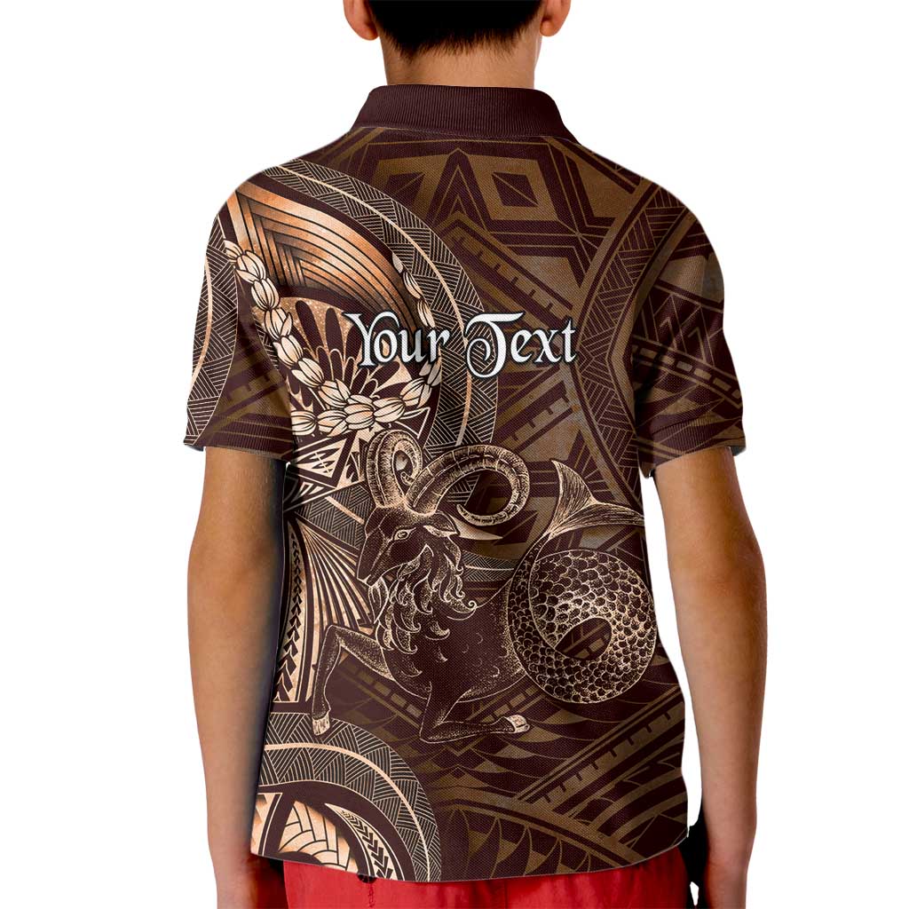 Personalised Polynesia Zodiac Capricorn Kid Polo Shirt Galaxy Polynesian Pattern Chest Tattoo Style
