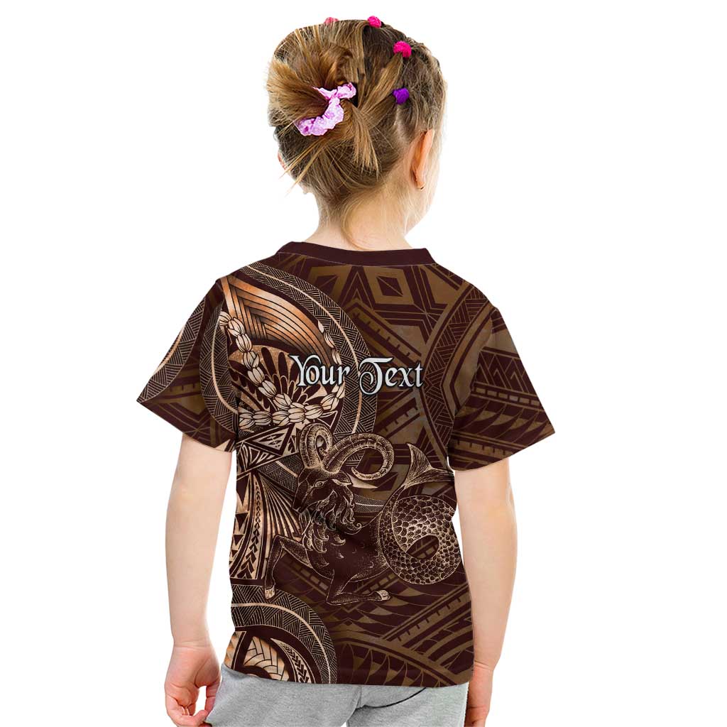 Personalised Polynesia Zodiac Capricorn Kid T Shirt Galaxy Polynesian Pattern Chest Tattoo Style