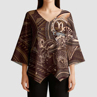 Personalised Polynesia Zodiac Capricorn Kimono Sleeve Blouse Galaxy Polynesian Pattern Chest Tattoo Style