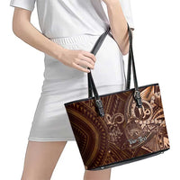 Personalised Polynesia Zodiac Capricorn Leather Tote Bag Galaxy Polynesian Pattern Chest Tattoo Style