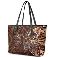 Personalised Polynesia Zodiac Capricorn Leather Tote Bag Galaxy Polynesian Pattern Chest Tattoo Style