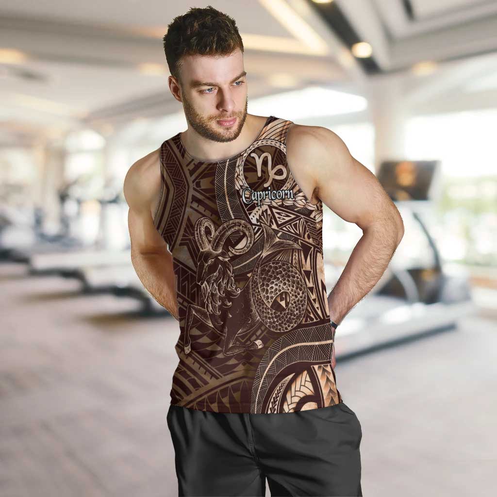 Personalised Polynesia Zodiac Capricorn Men Tank Top Galaxy Polynesian Pattern Chest Tattoo Style