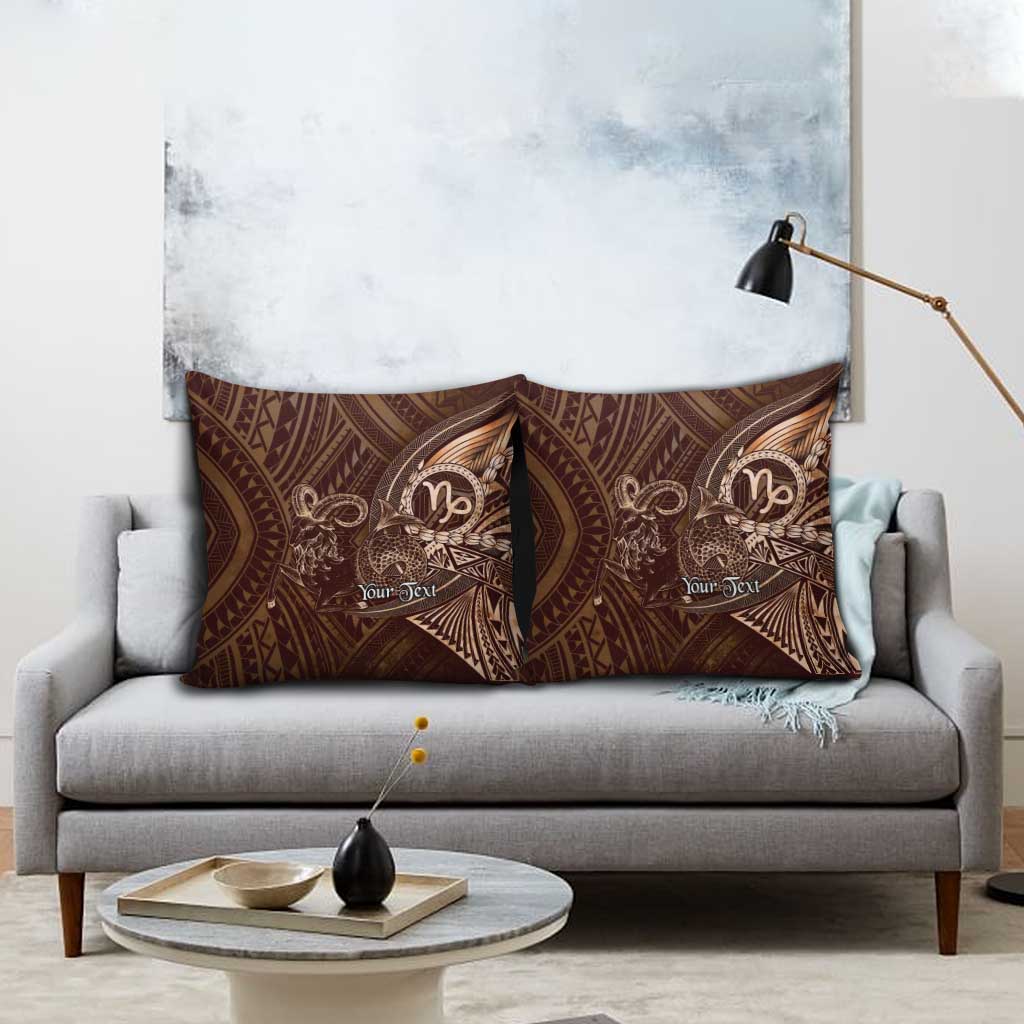 Personalised Polynesia Zodiac Capricorn Pillow Cover Galaxy Polynesian Pattern Chest Tattoo Style