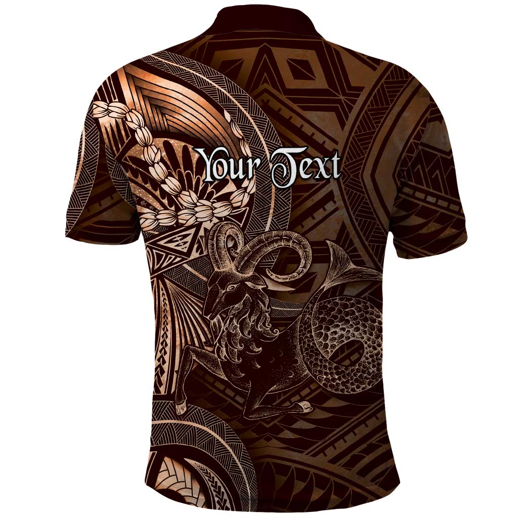 Personalised Polynesia Zodiac Capricorn Polo Shirt Galaxy Polynesian Pattern Chest Tattoo Style