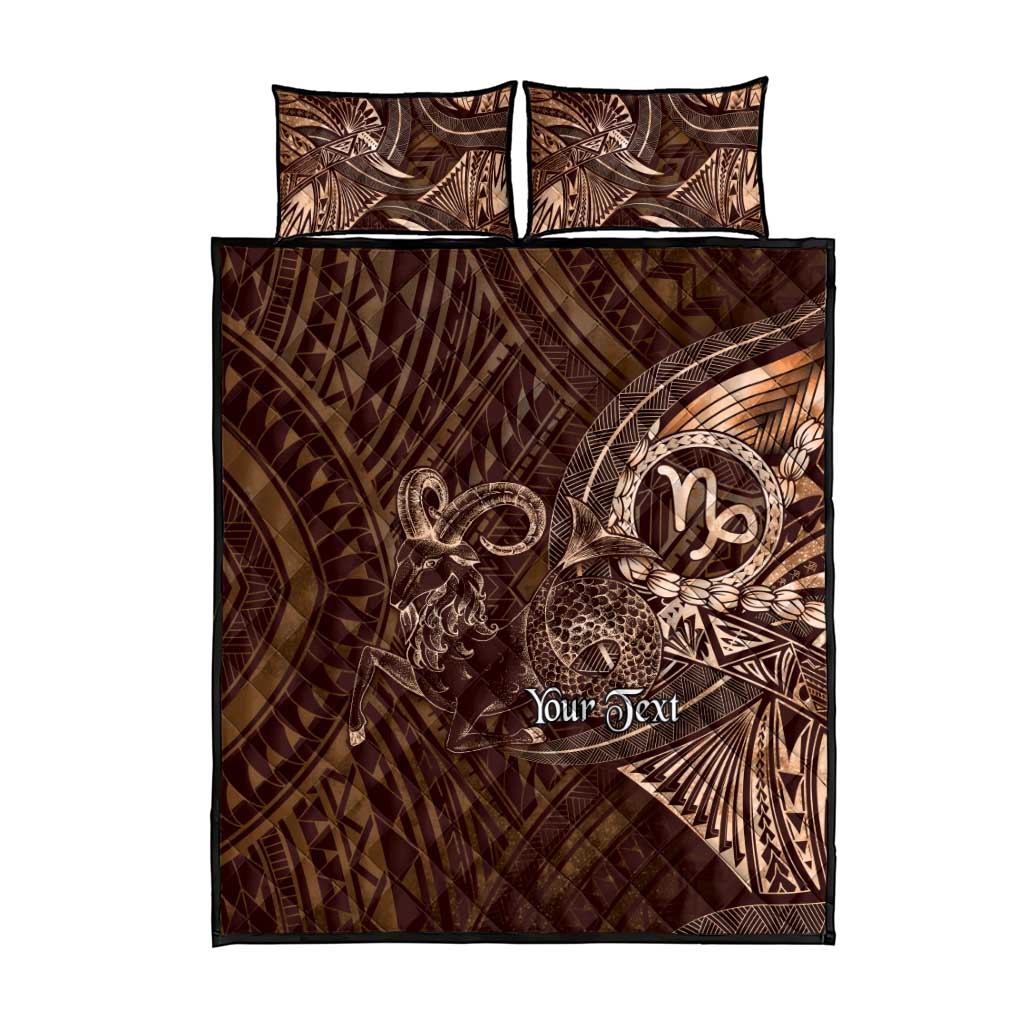 Personalised Polynesia Zodiac Capricorn Quilt Bed Set Galaxy Polynesian Pattern Chest Tattoo Style