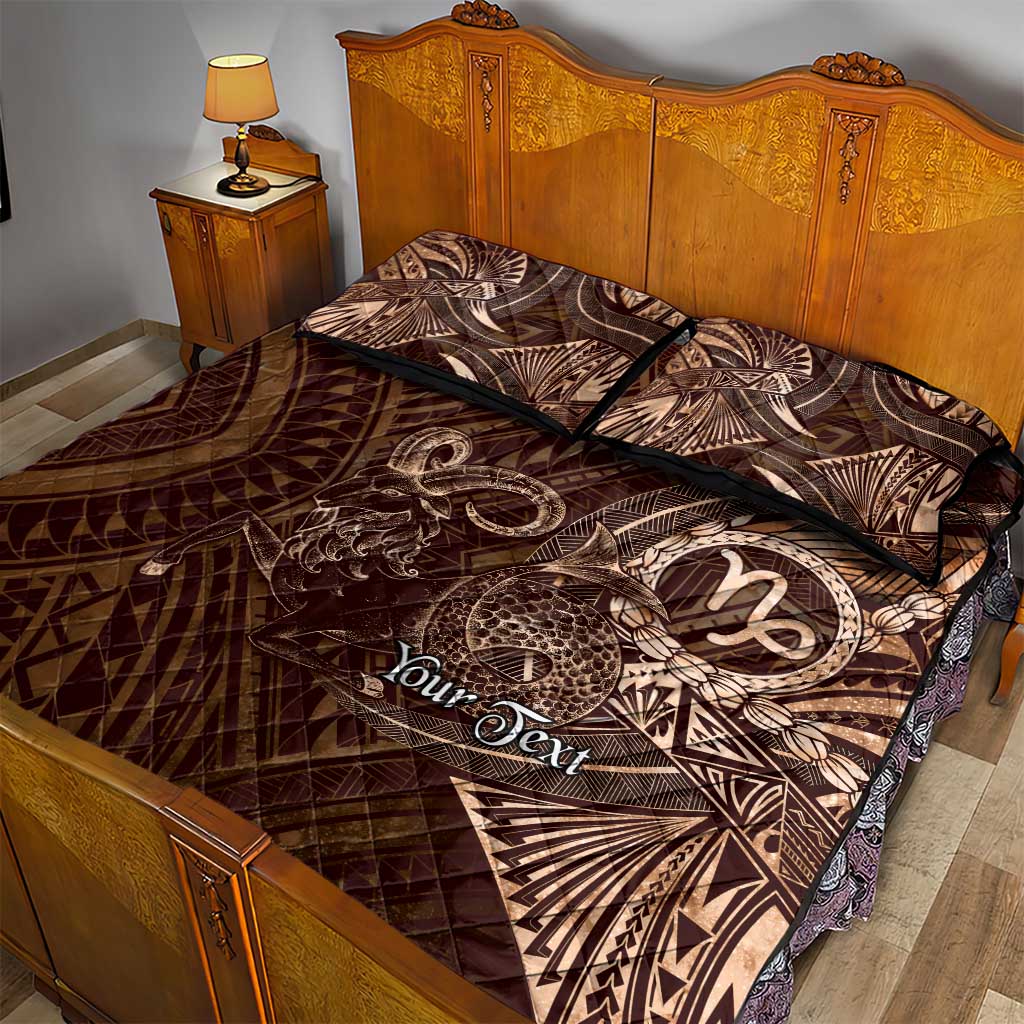 Personalised Polynesia Zodiac Capricorn Quilt Bed Set Galaxy Polynesian Pattern Chest Tattoo Style