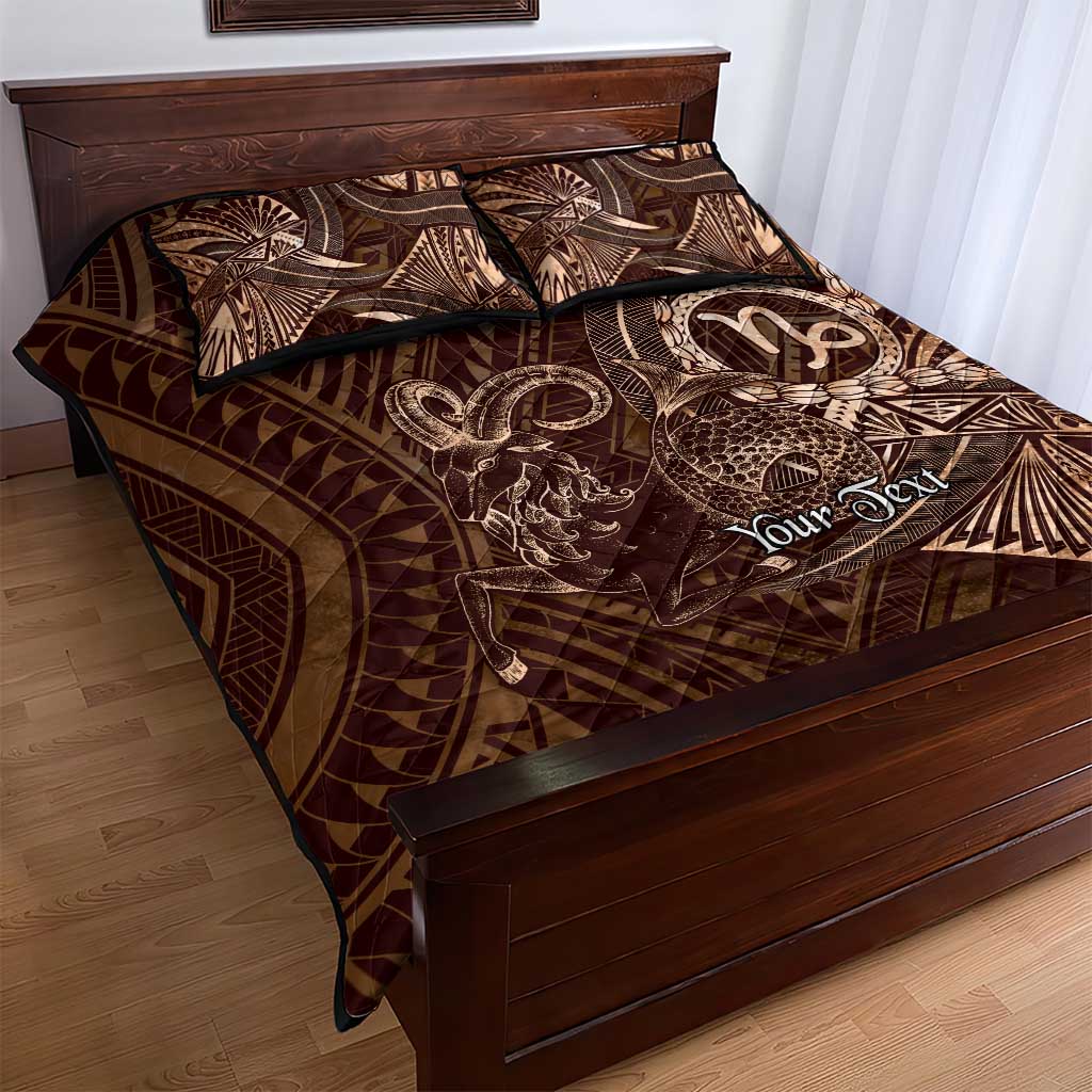 Personalised Polynesia Zodiac Capricorn Quilt Bed Set Galaxy Polynesian Pattern Chest Tattoo Style