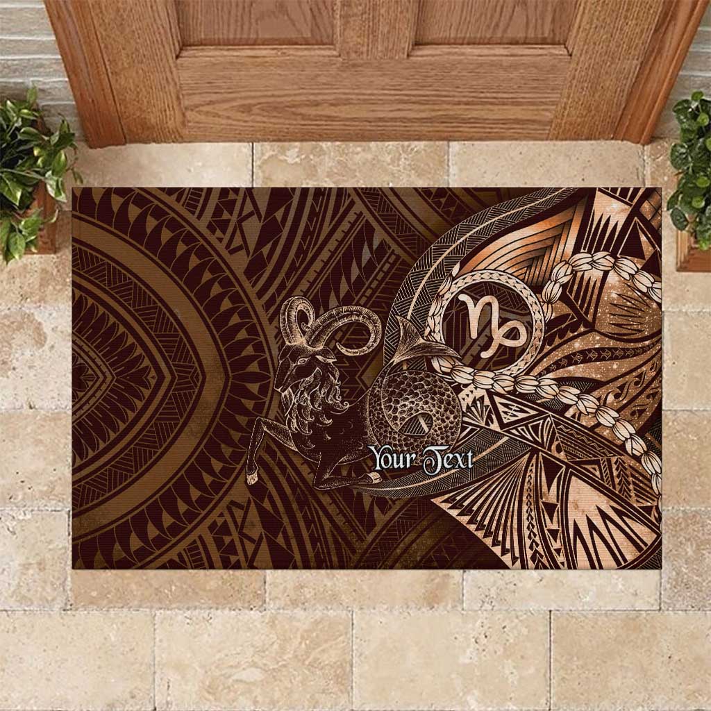 Personalised Polynesia Zodiac Capricorn Rubber Doormat Galaxy Polynesian Pattern Chest Tattoo Style