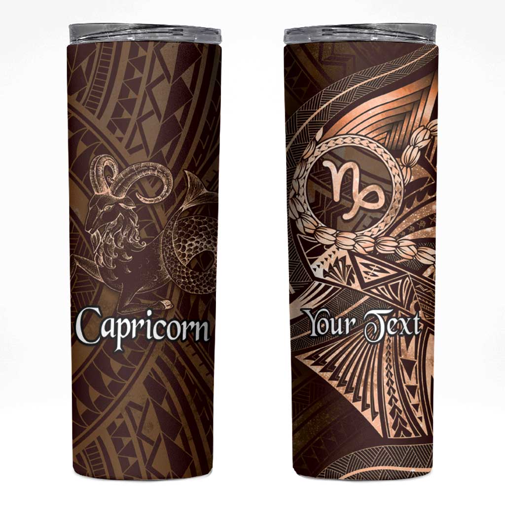 Personalised Polynesia Zodiac Capricorn Skinny Tumbler Galaxy Polynesian Pattern Chest Tattoo Style