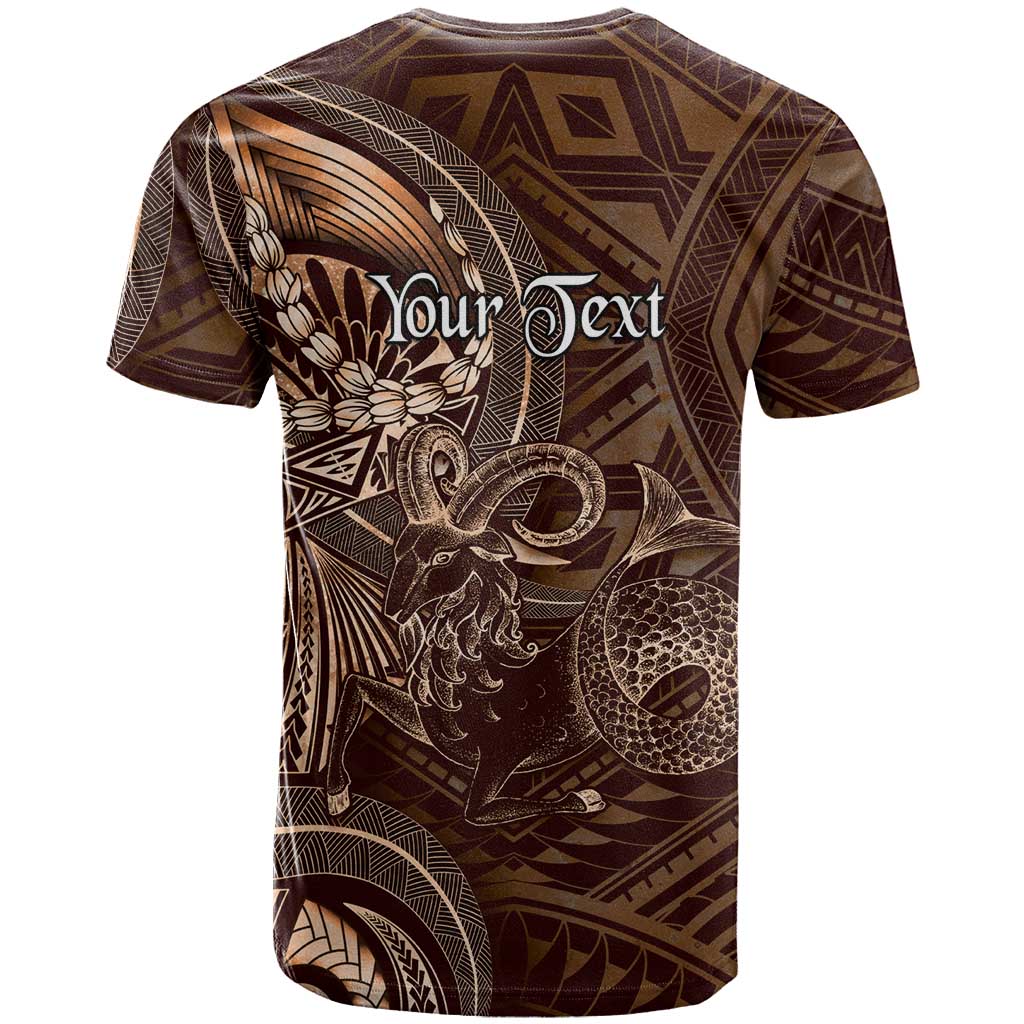 Personalised Polynesia Zodiac Capricorn T Shirt Galaxy Polynesian Pattern Chest Tattoo Style