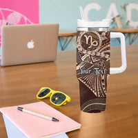 Personalised Polynesia Zodiac Capricorn Tumbler With Handle Galaxy Polynesian Pattern Chest Tattoo Style