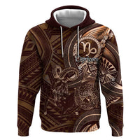 Personalised Polynesia Zodiac Capricorn Zip Hoodie Galaxy Polynesian Pattern Chest Tattoo Style