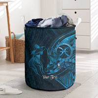 Personalised Polynesia Zodiac Pisces Laundry Basket Galaxy Polynesian Pattern Chest Tattoo Style