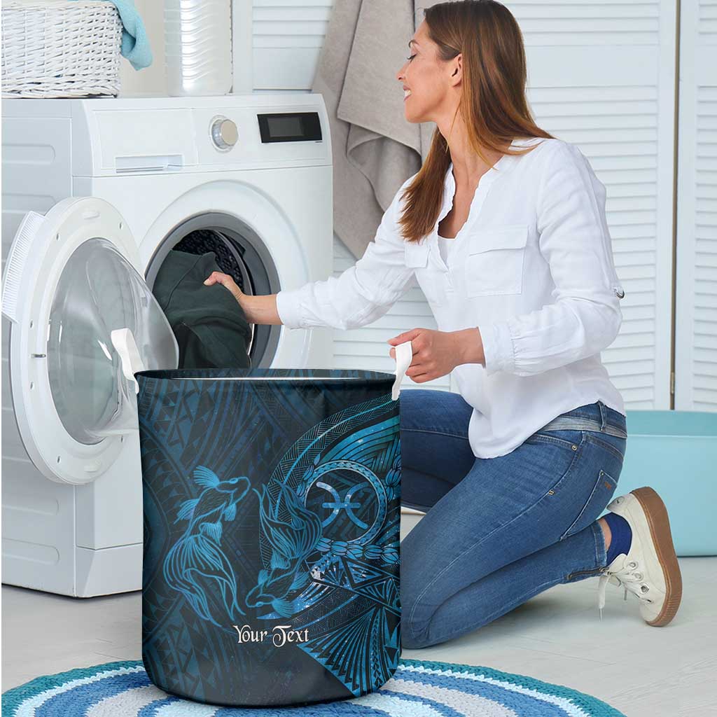Personalised Polynesia Zodiac Pisces Laundry Basket Galaxy Polynesian Pattern Chest Tattoo Style