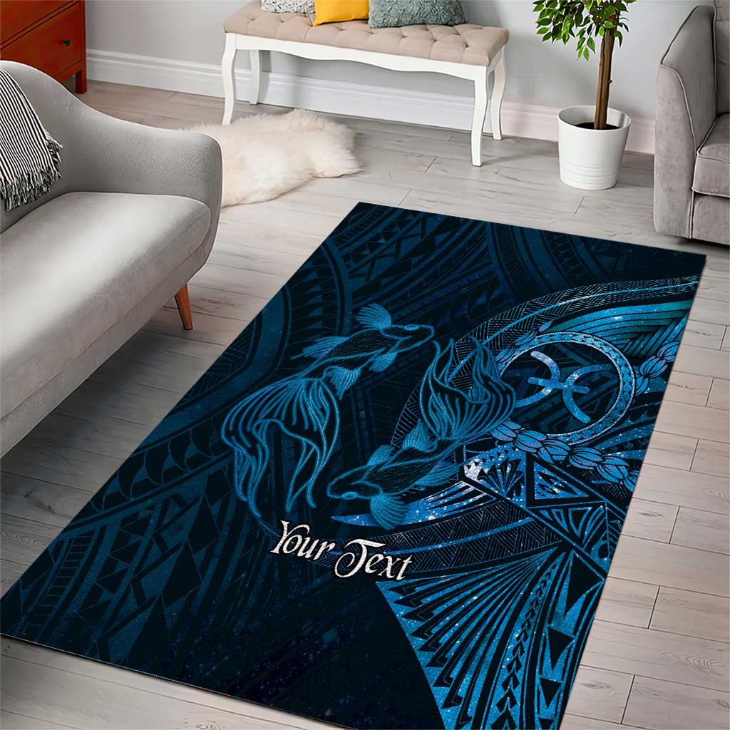 Personalised Polynesia Zodiac Pisces Area Rug Galaxy Polynesian Pattern Chest Tattoo Style
