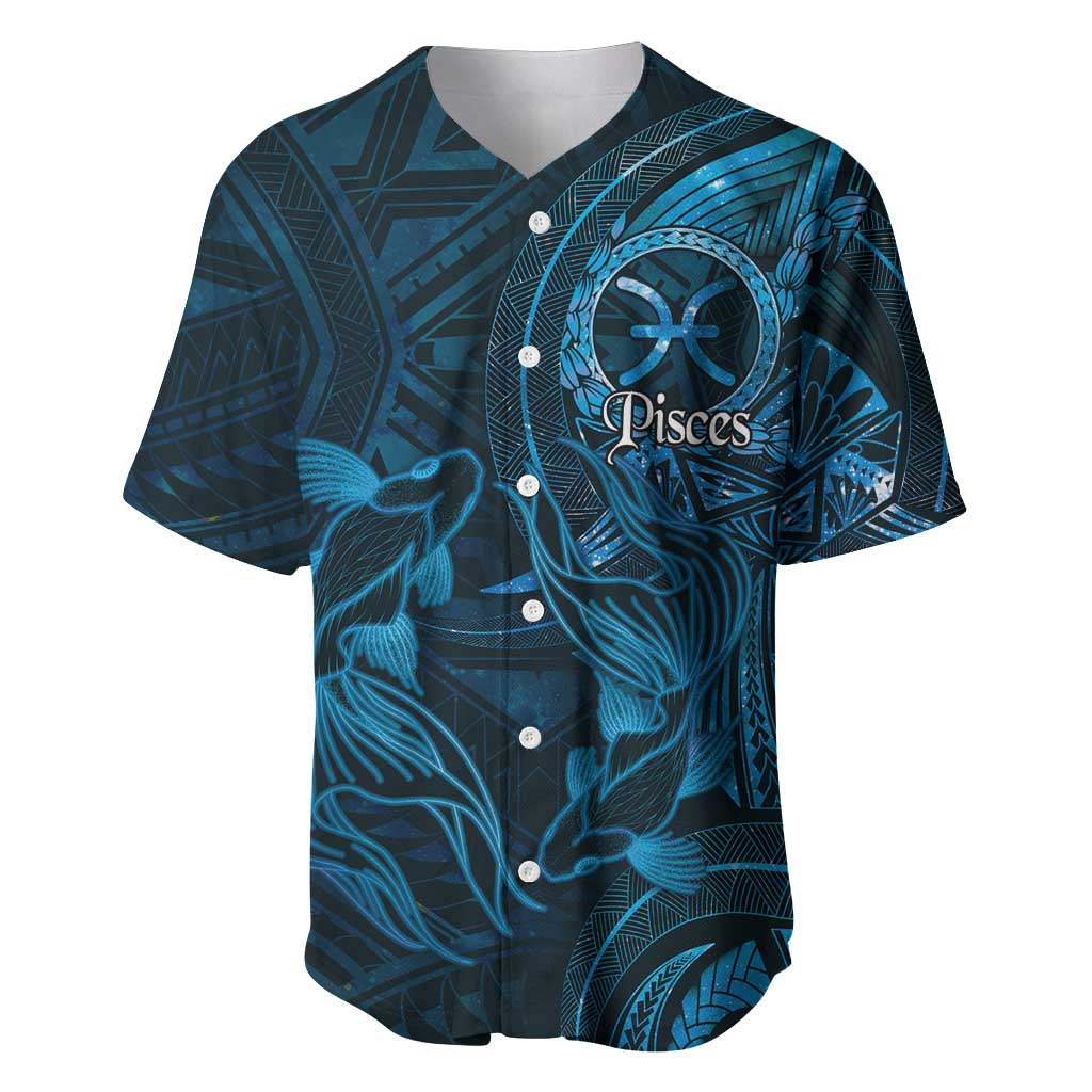 Personalised Polynesia Zodiac Pisces Baseball Jersey Galaxy Polynesian Pattern Chest Tattoo Style