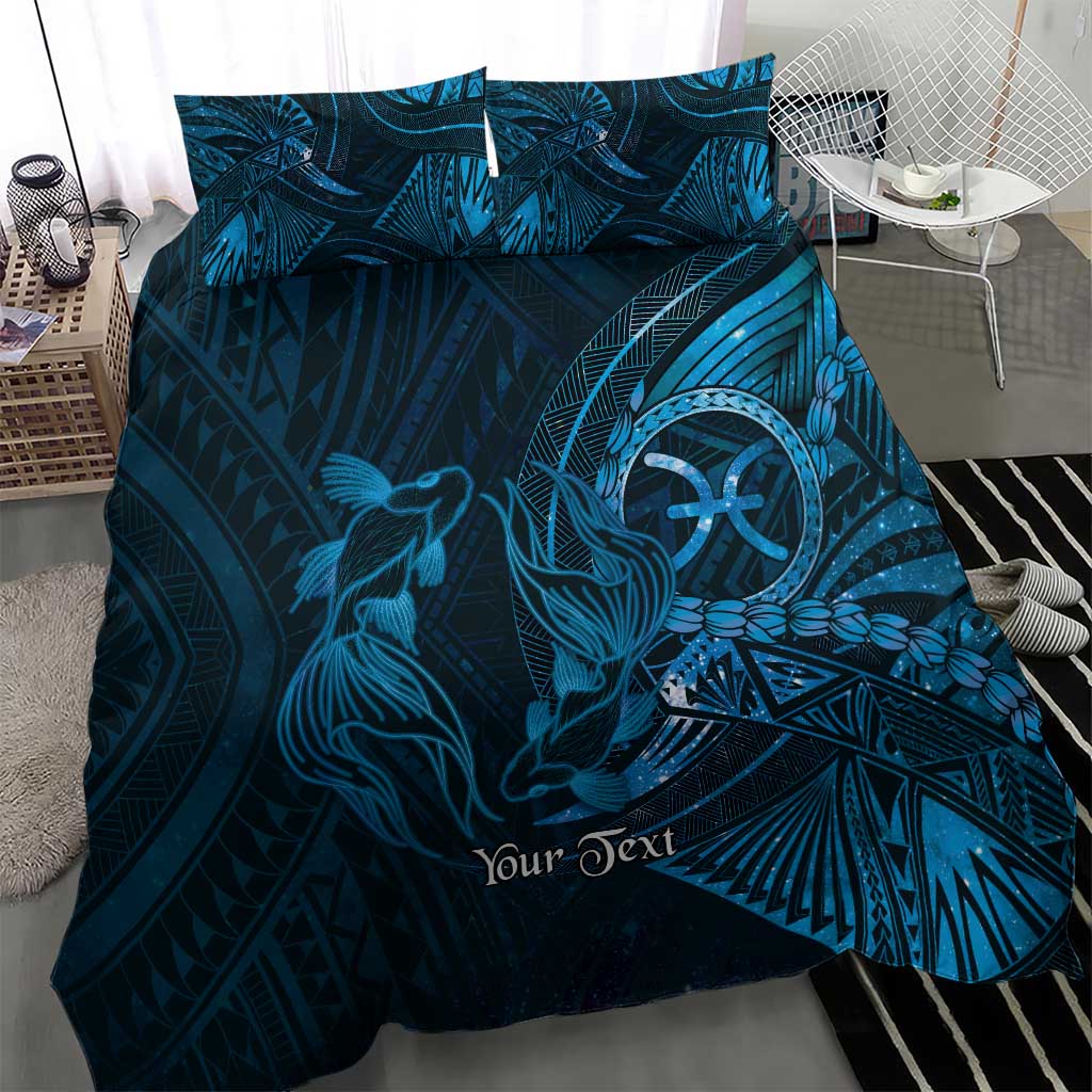 Personalised Polynesia Zodiac Pisces Bedding Set Galaxy Polynesian Pattern Chest Tattoo Style