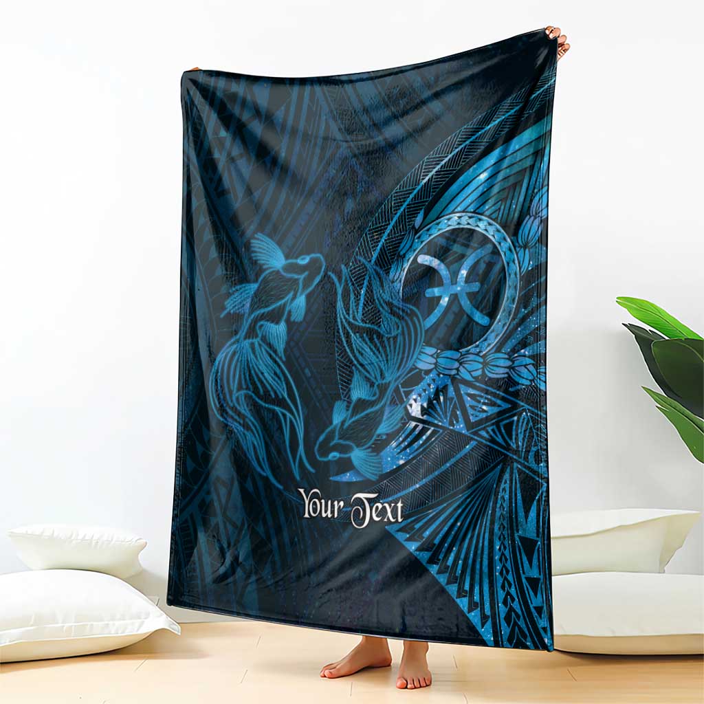 Personalised Polynesia Zodiac Pisces Blanket Galaxy Polynesian Pattern Chest Tattoo Style