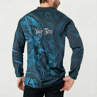 Personalised Polynesia Zodiac Pisces Button Sweatshirt Galaxy Polynesian Pattern Chest Tattoo Style