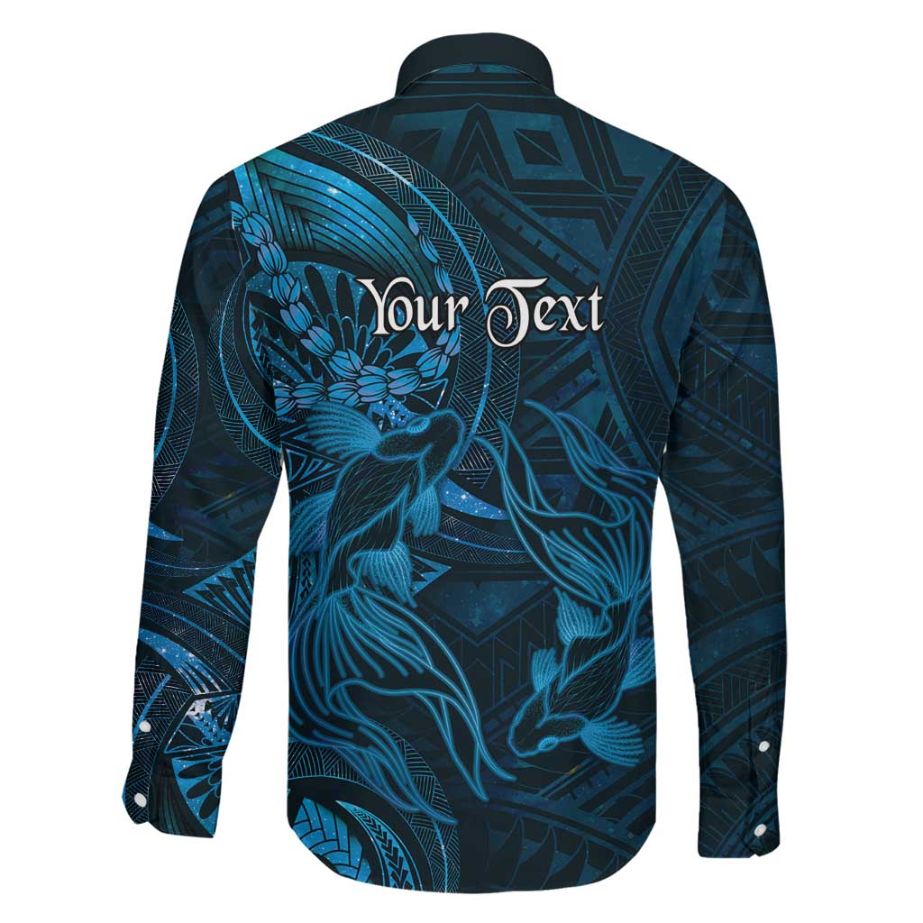 Personalised Polynesia Zodiac Pisces Family Matching Off The Shoulder Long Sleeve Dress and Hawaiian Shirt Galaxy Polynesian Pattern Chest Tattoo Style