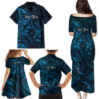 Personalised Polynesia Zodiac Pisces Family Matching Puletasi and Hawaiian Shirt Galaxy Polynesian Pattern Chest Tattoo Style