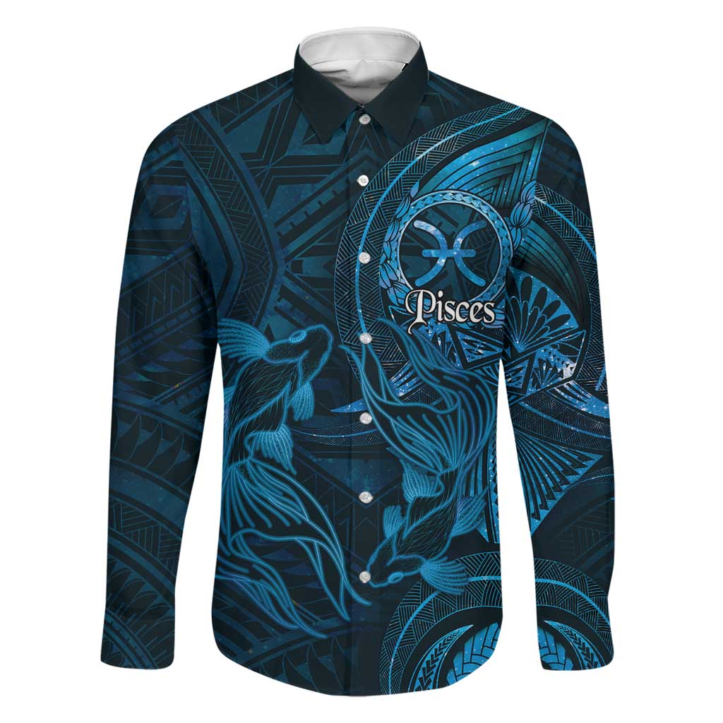 Personalised Polynesia Zodiac Pisces Family Matching Tank Maxi Dress and Hawaiian Shirt Galaxy Polynesian Pattern Chest Tattoo Style