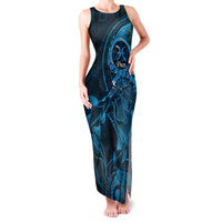 Personalised Polynesia Zodiac Pisces Family Matching Tank Maxi Dress and Hawaiian Shirt Galaxy Polynesian Pattern Chest Tattoo Style