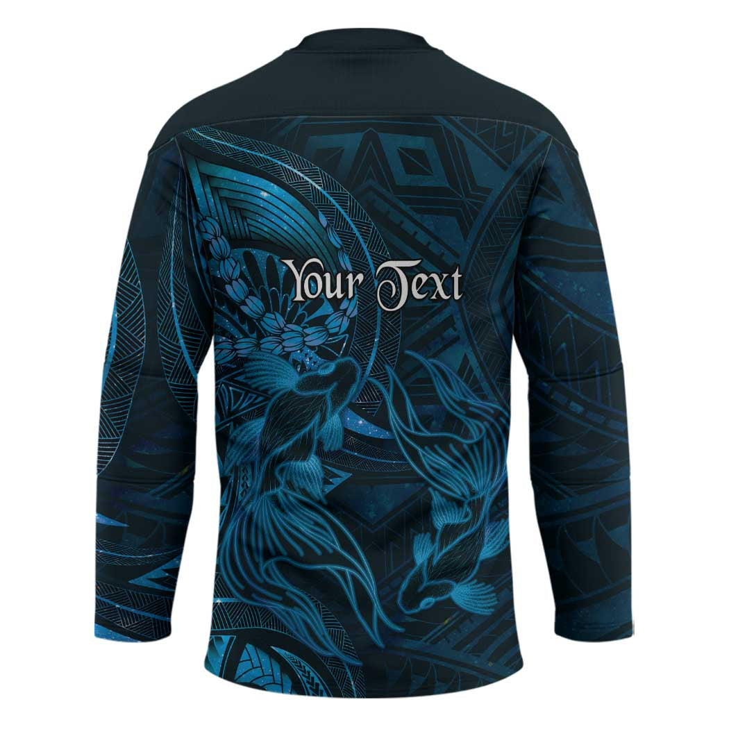 Personalised Polynesia Zodiac Pisces Hockey Jersey Galaxy Polynesian Pattern Chest Tattoo Style