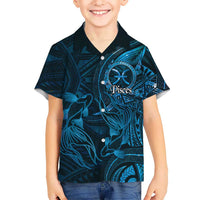 Personalised Polynesia Zodiac Pisces Kid Hawaiian Shirt Galaxy Polynesian Pattern Chest Tattoo Style