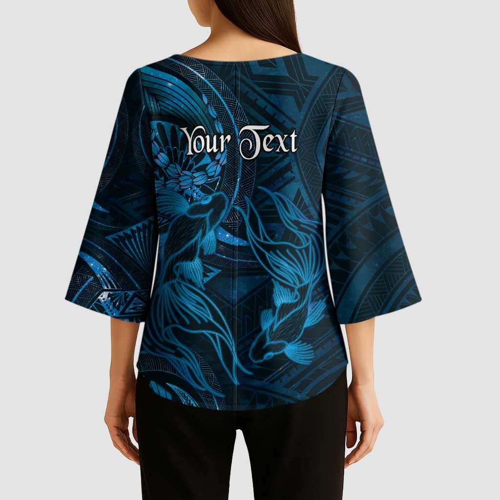 Personalised Polynesia Zodiac Pisces Kimono Sleeve Blouse Galaxy Polynesian Pattern Chest Tattoo Style