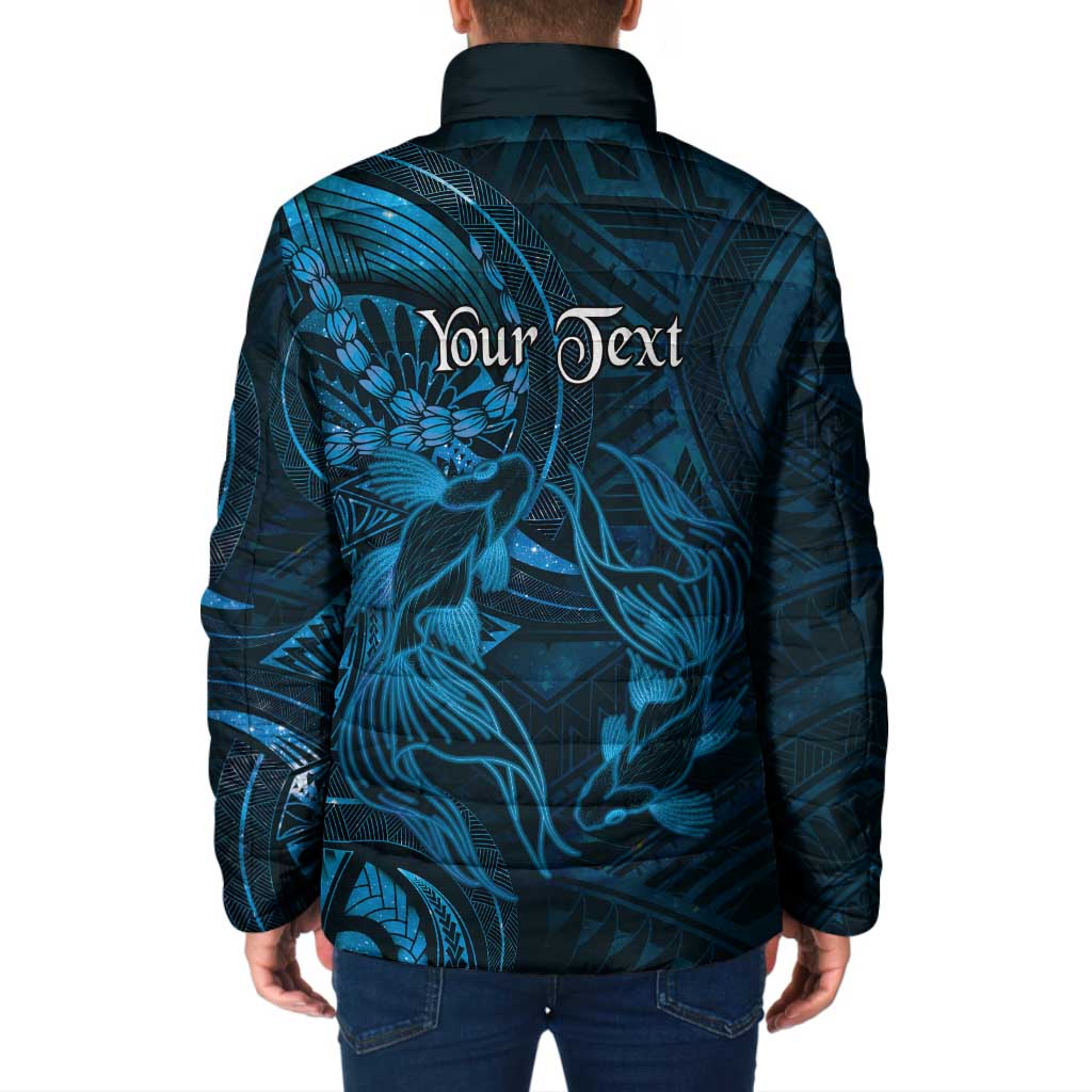 Personalised Polynesia Zodiac Pisces Padded Jacket Galaxy Polynesian Pattern Chest Tattoo Style