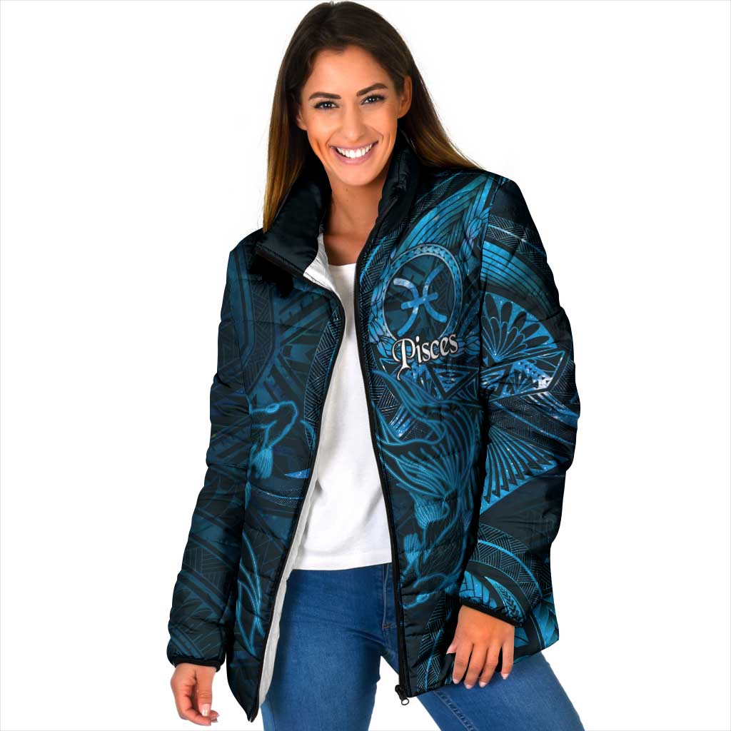 Personalised Polynesia Zodiac Pisces Padded Jacket Galaxy Polynesian Pattern Chest Tattoo Style