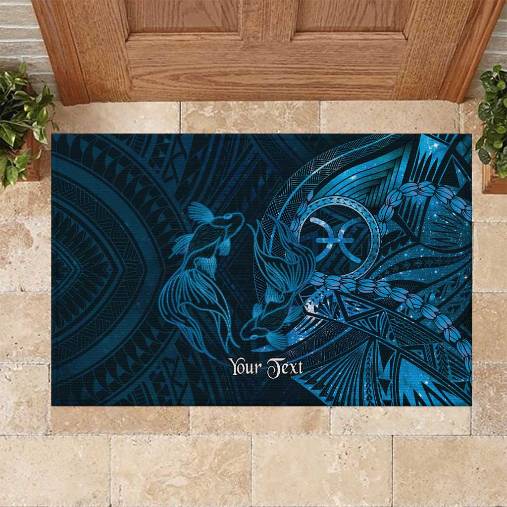 Personalised Polynesia Zodiac Pisces Rubber Doormat Galaxy Polynesian Pattern Chest Tattoo Style
