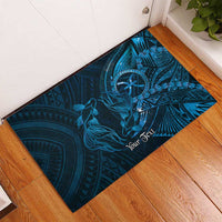 Personalised Polynesia Zodiac Pisces Rubber Doormat Galaxy Polynesian Pattern Chest Tattoo Style