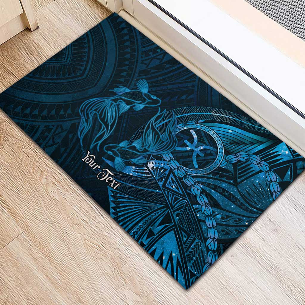 Personalised Polynesia Zodiac Pisces Rubber Doormat Galaxy Polynesian Pattern Chest Tattoo Style