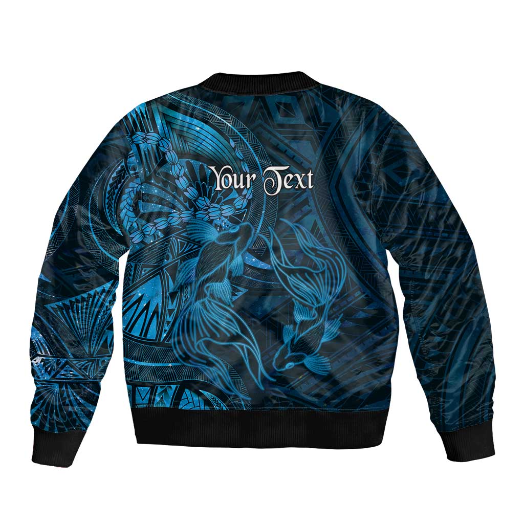 Personalised Polynesia Zodiac Pisces Sleeve Zip Bomber Jacket Galaxy Polynesian Pattern Chest Tattoo Style