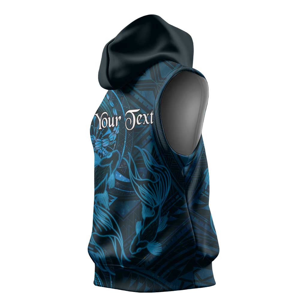 Personalised Polynesia Zodiac Pisces Sleeveless Hoodie Galaxy Polynesian Pattern Chest Tattoo Style