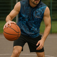 Personalised Polynesia Zodiac Pisces Sleeveless Hoodie Galaxy Polynesian Pattern Chest Tattoo Style