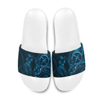 Personalised Polynesia Zodiac Pisces Slide Sandals Galaxy Polynesian Pattern Chest Tattoo Style