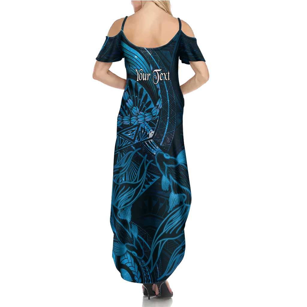 Personalised Polynesia Zodiac Pisces Summer Maxi Dress Galaxy Polynesian Pattern Chest Tattoo Style
