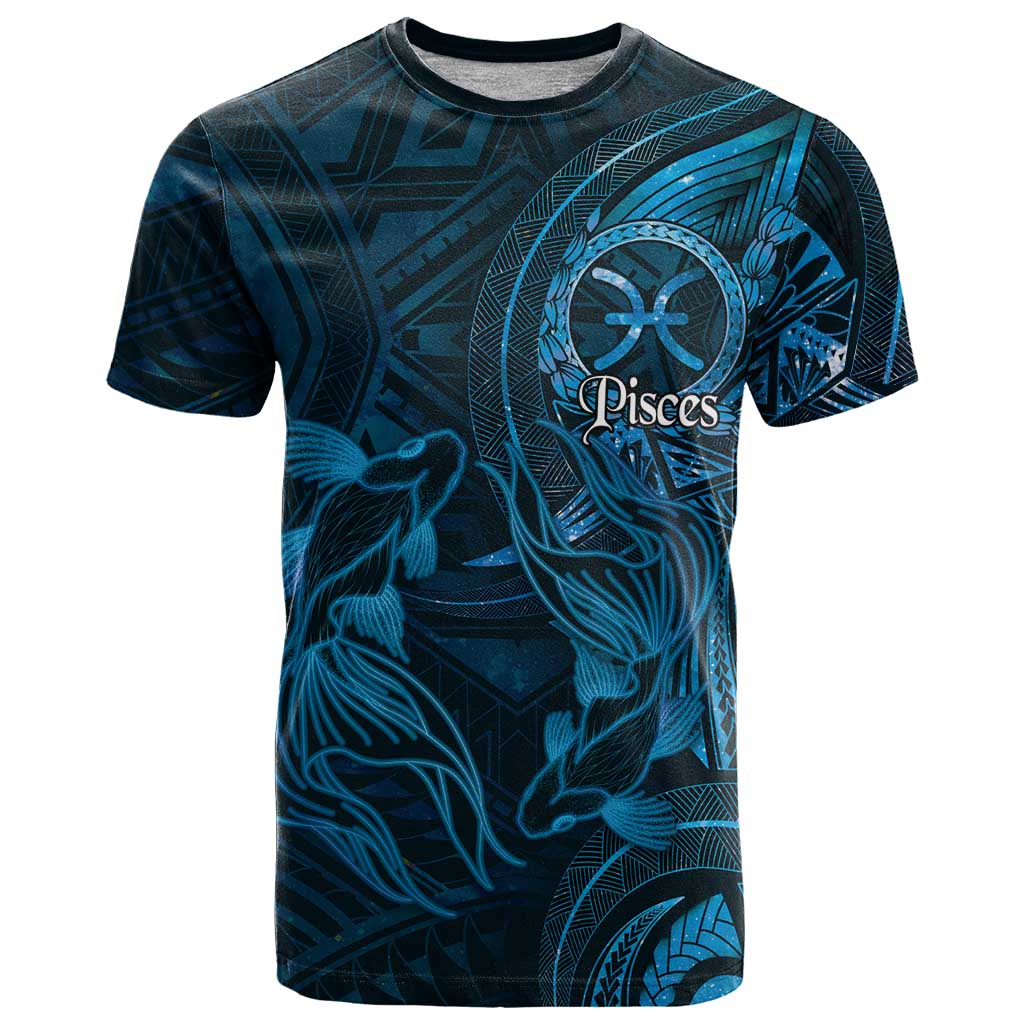 Personalised Polynesia Zodiac Pisces T Shirt Galaxy Polynesian Pattern Chest Tattoo Style