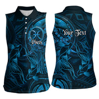 Personalised Polynesia Zodiac Pisces Women Sleeveless Polo Shirt Galaxy Polynesian Pattern Chest Tattoo Style
