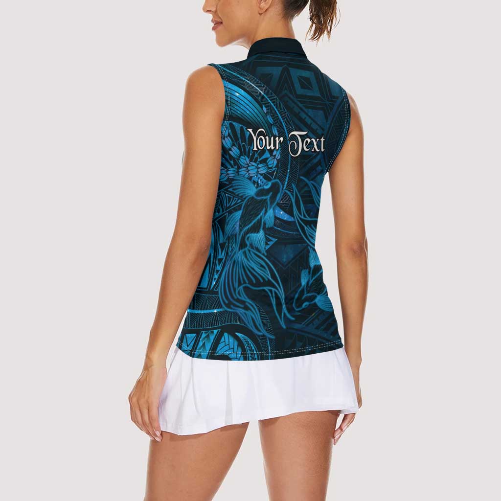 Personalised Polynesia Zodiac Pisces Women Sleeveless Polo Shirt Galaxy Polynesian Pattern Chest Tattoo Style